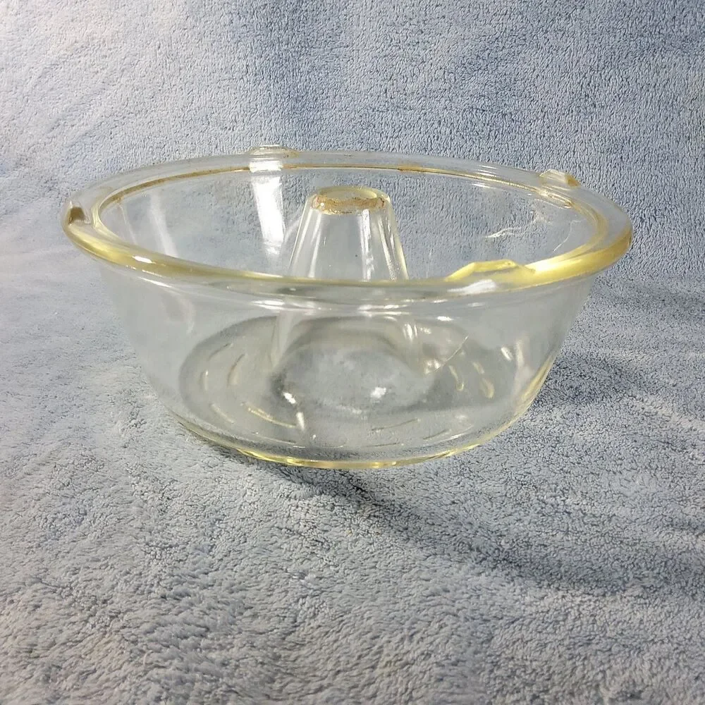 Vintage Glasbake Heavy Clear Glass Tube Pan Bundt Angel Food Cake Model 352